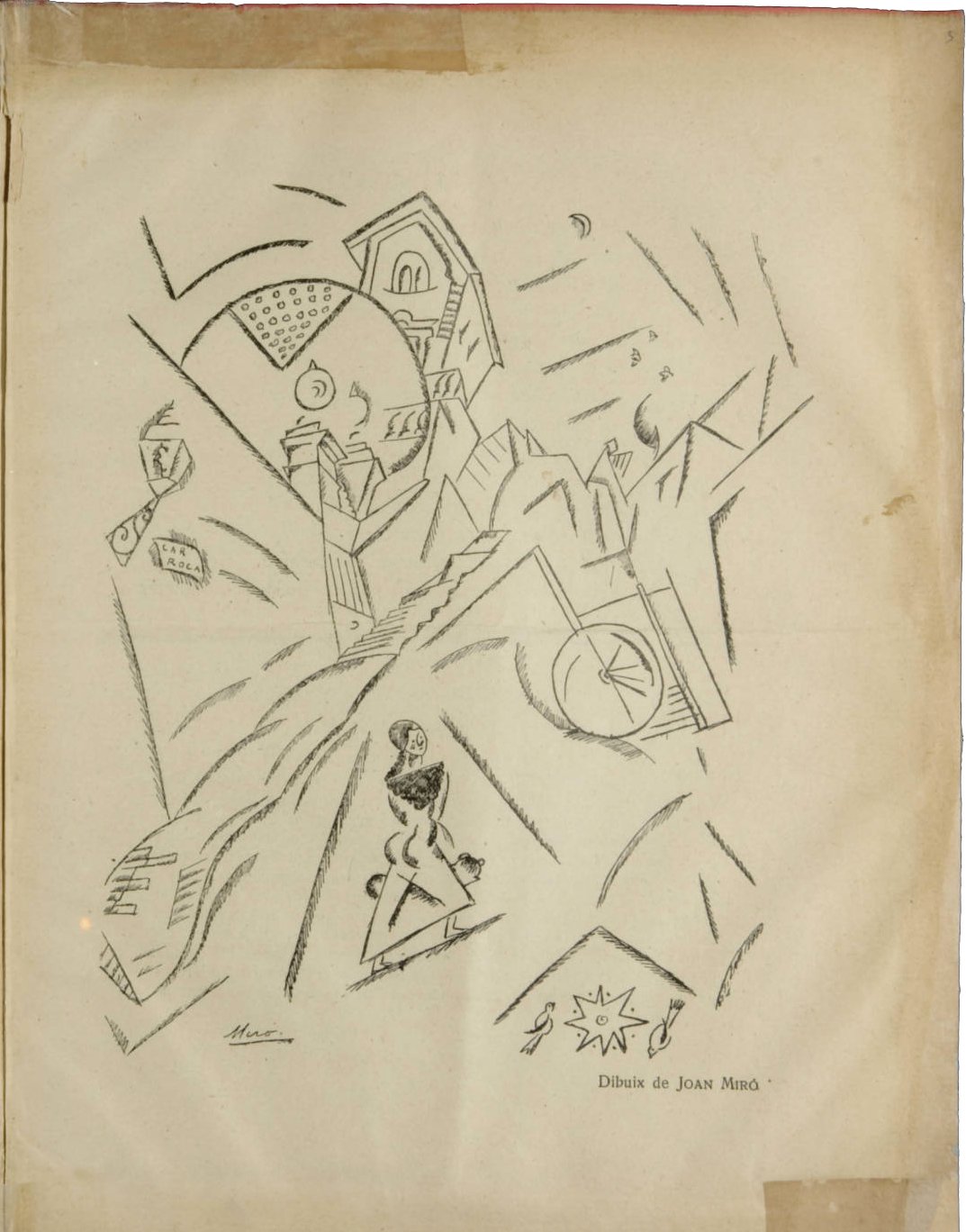 Joan Miró, Carrer de Pedralbes, drawing, published in Troços, Segona sèrie, N. 4, March 1918